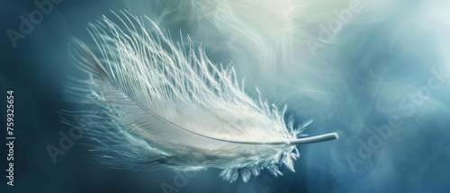 Close-up photography of a feather caught in a breeze, emphasizing movement and the ethereal nature of fligh, AI Generative