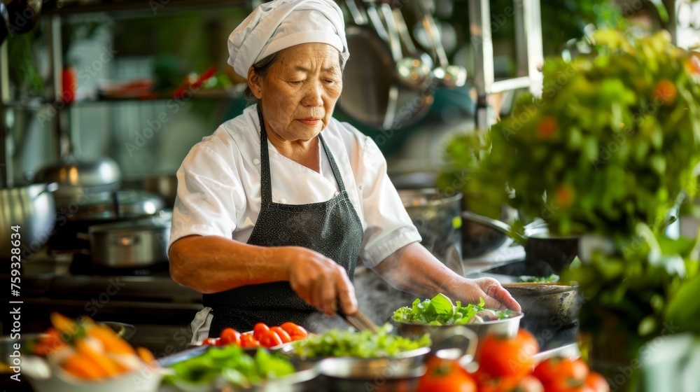 Chef is preparing a meal in the kitchen Chef is preparing a meal in the kitchen