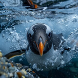 Penguin's Swim in Icy Waters