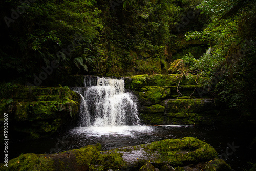  mighty hidden waterfall near MCLEAN FALLS surrounded by stunning native rainforest in Catlins Forest Park, Otago, New Zealand, hidden gems of NZ south island