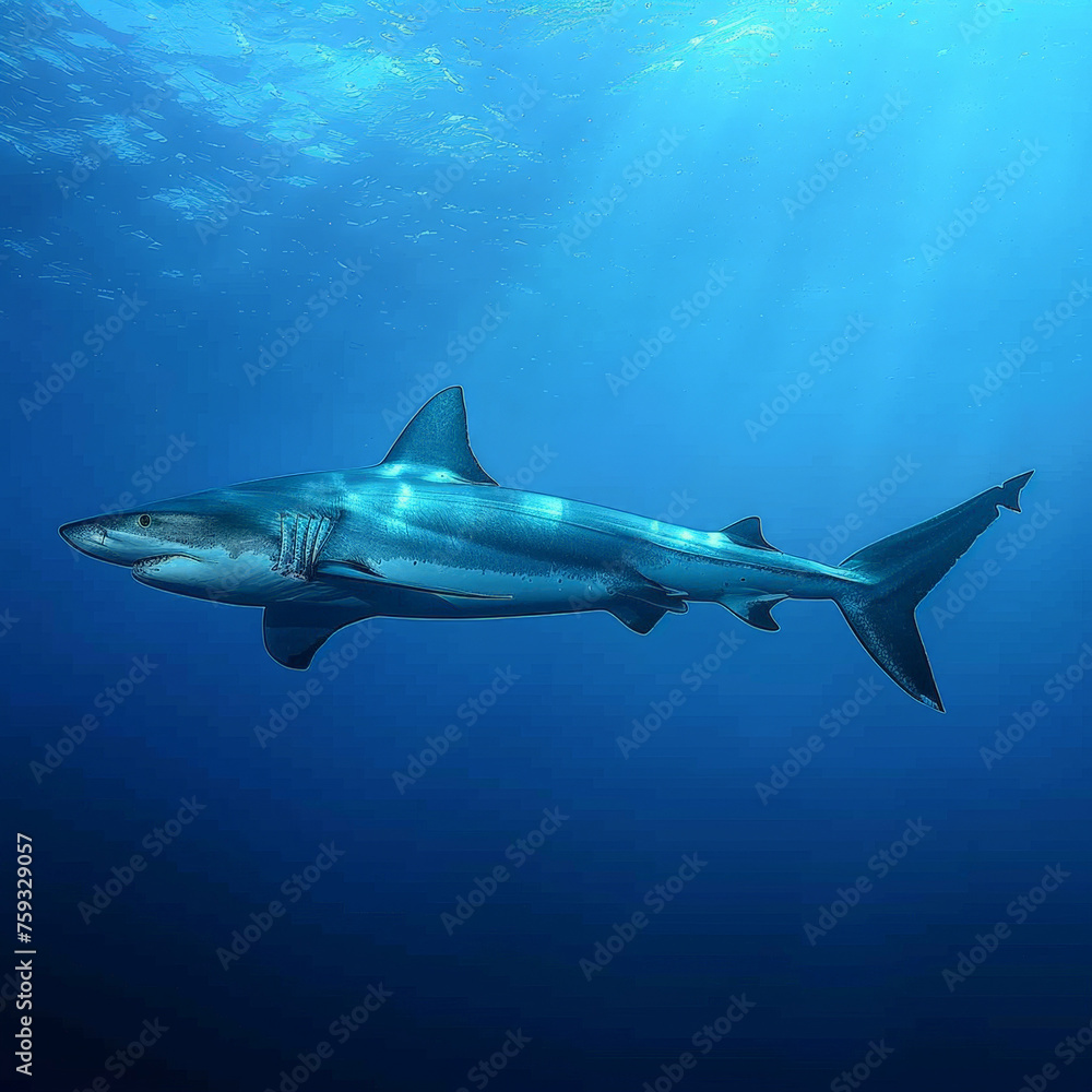 Obraz premium Hammerhead Shark Patrols the Offshore Bank