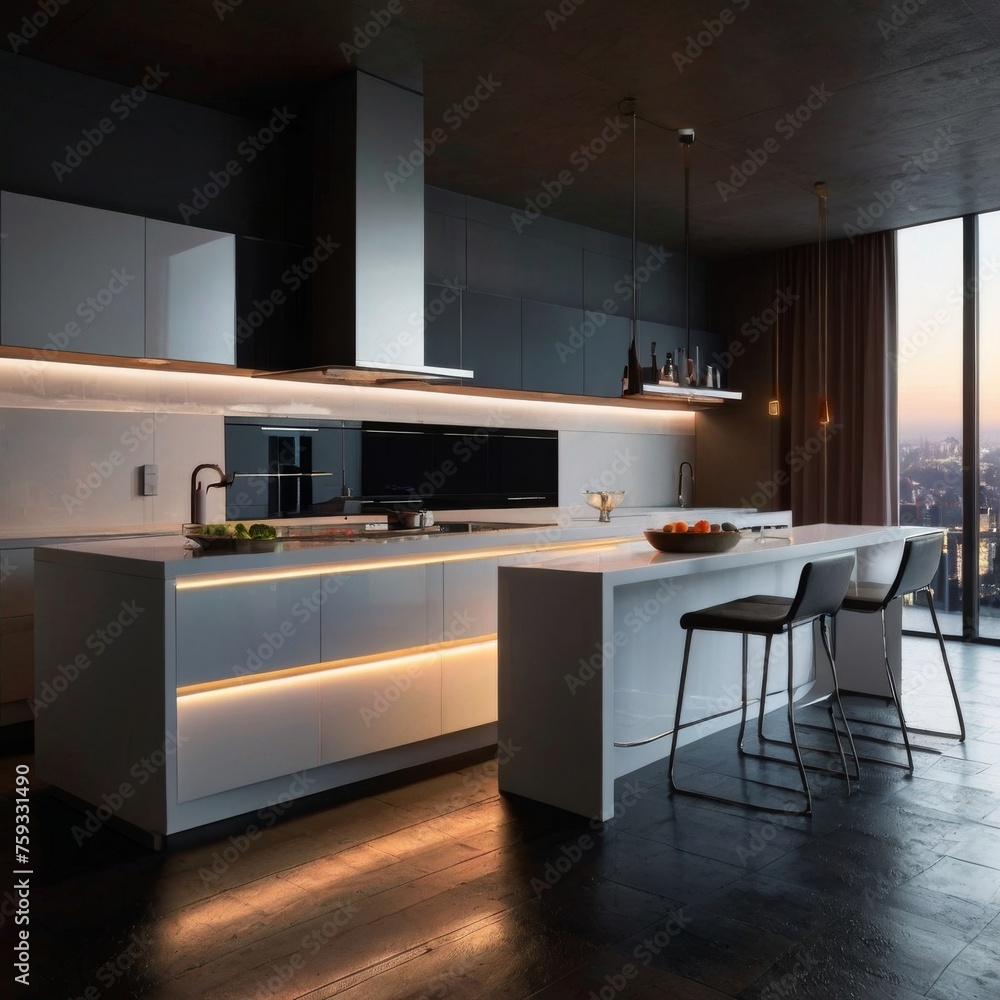 Fototapeta premium LED-lit Modern Kitchen