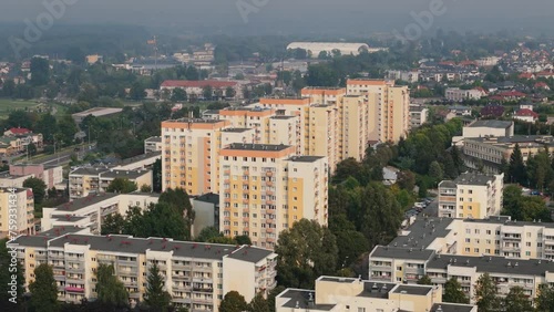 Beautiful Landscape Housing Estate Skyscrapers Pulawy Aerial View Poland photo