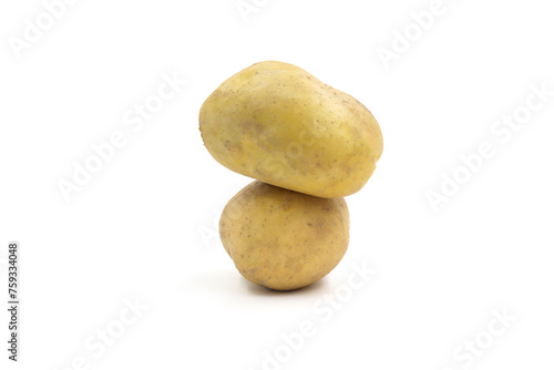 Young potato isolated on white background. Harvest new. Flat lay