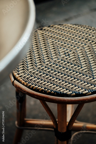 Parisian wicker bistro tabouret photo