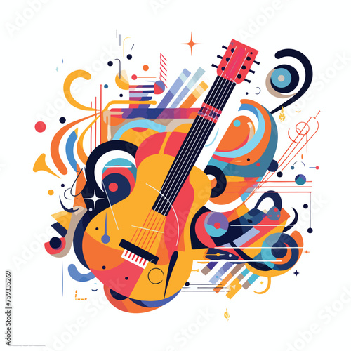 Abstract musical background flat vector illustration