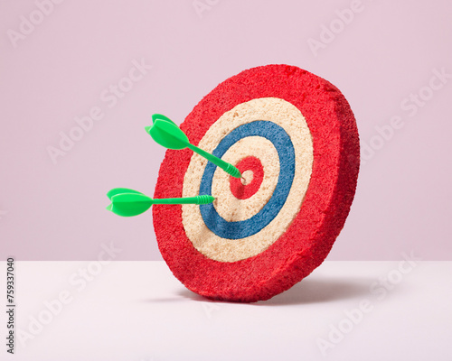 Dart board target made of cake photo