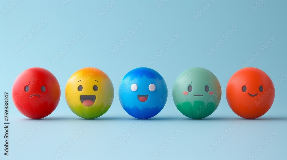 Vibrant 3d emoji collection with joyful expressions on solid soft colored background Vibrant 3d emoji collection with joyful expressions on solid soft colored background