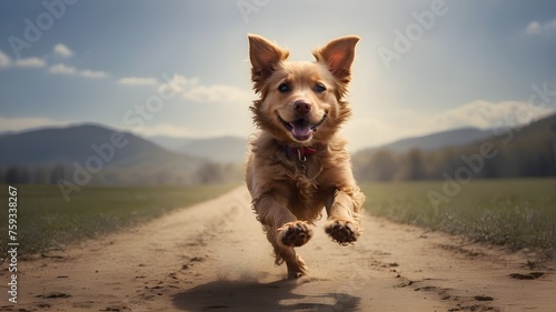 dog running, playing, and being solitary against a clear backdrop