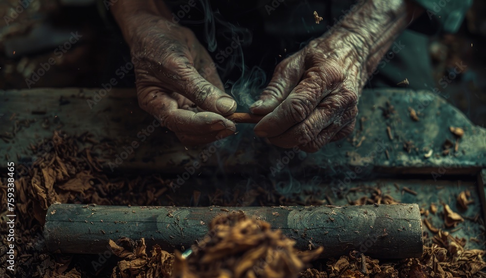 close up of hand rolling tobacco for a traditional cigarette close up of hand rolling tobacco for a traditional cigarette