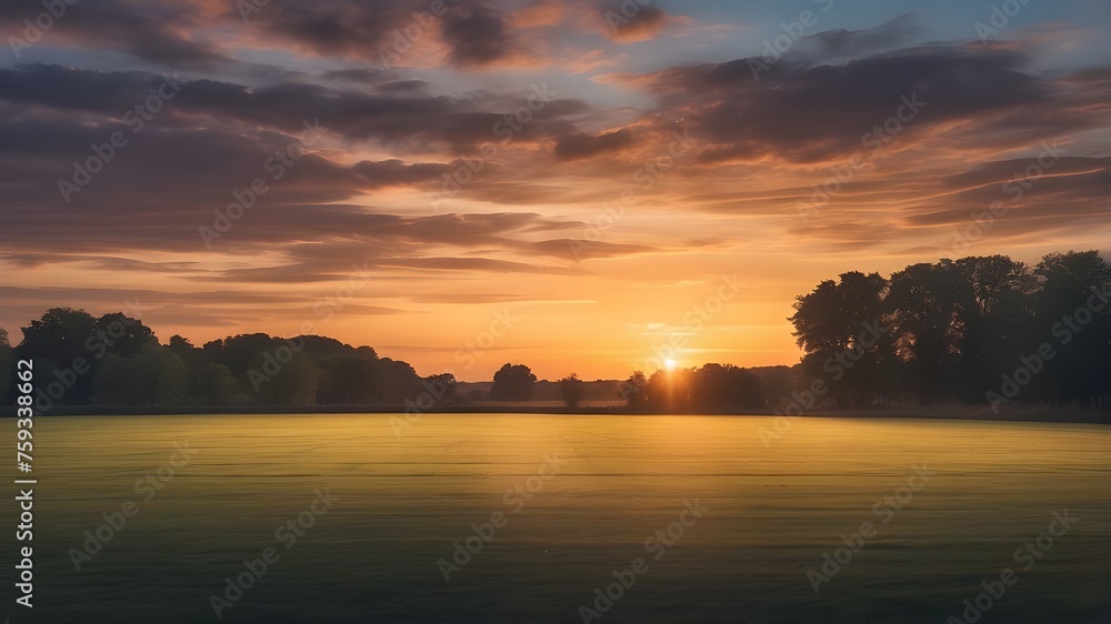 Naklejka premium dusk&nbsp;on&nbsp;the&nbsp;field