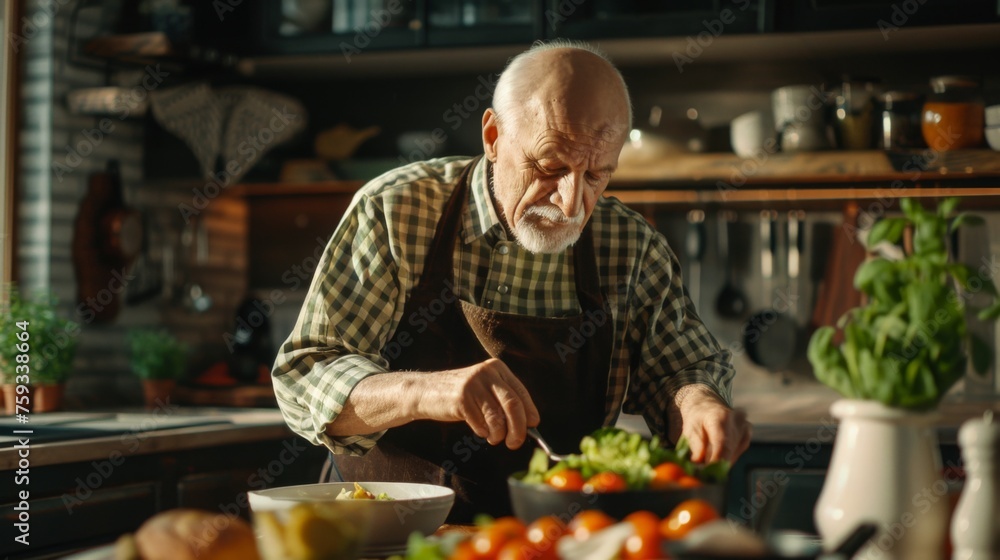 Chef is preparing a meal in the kitchen Chef is preparing a meal in the kitchen