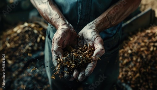 Hand Holding Best Choice Tobacco. Close Up of Premium Dry Cut Tobacco. Wallpapers photo