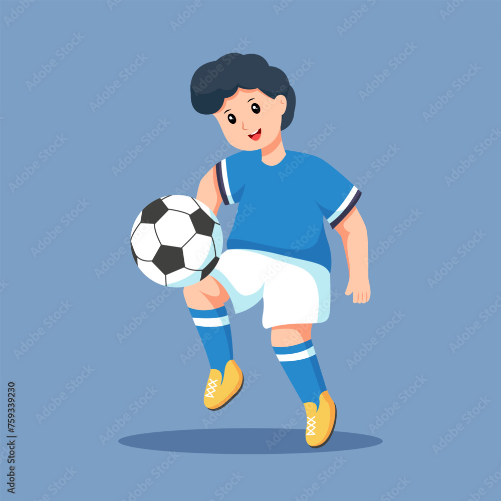 Boy Football Player Character Design Illustration
