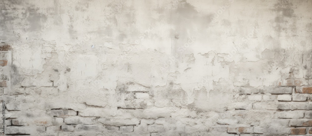 Obraz premium Grunge white background of aged brick wall texture with subtle vignette.
