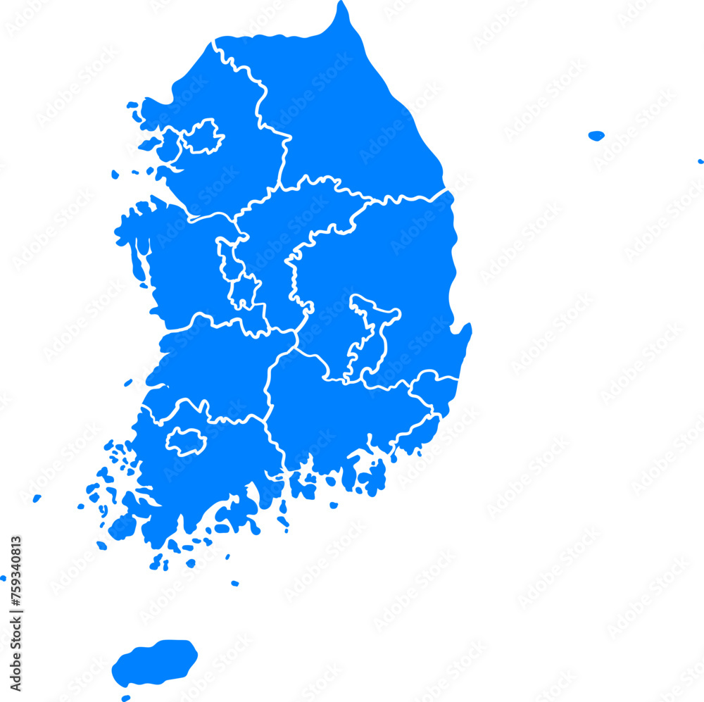 대한민국 한국 남한 지도 일러스트 Stock Vector | Adobe Stock