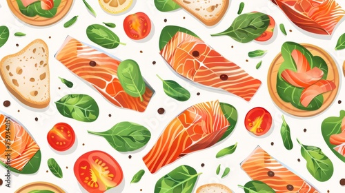 asian food illustration, illustrated cuisine background generative ai