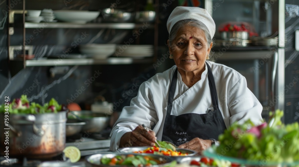 Chef is preparing a meal in the kitchen Chef is preparing a meal in the kitchen