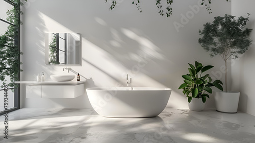 modern bathroom interior with bathtub