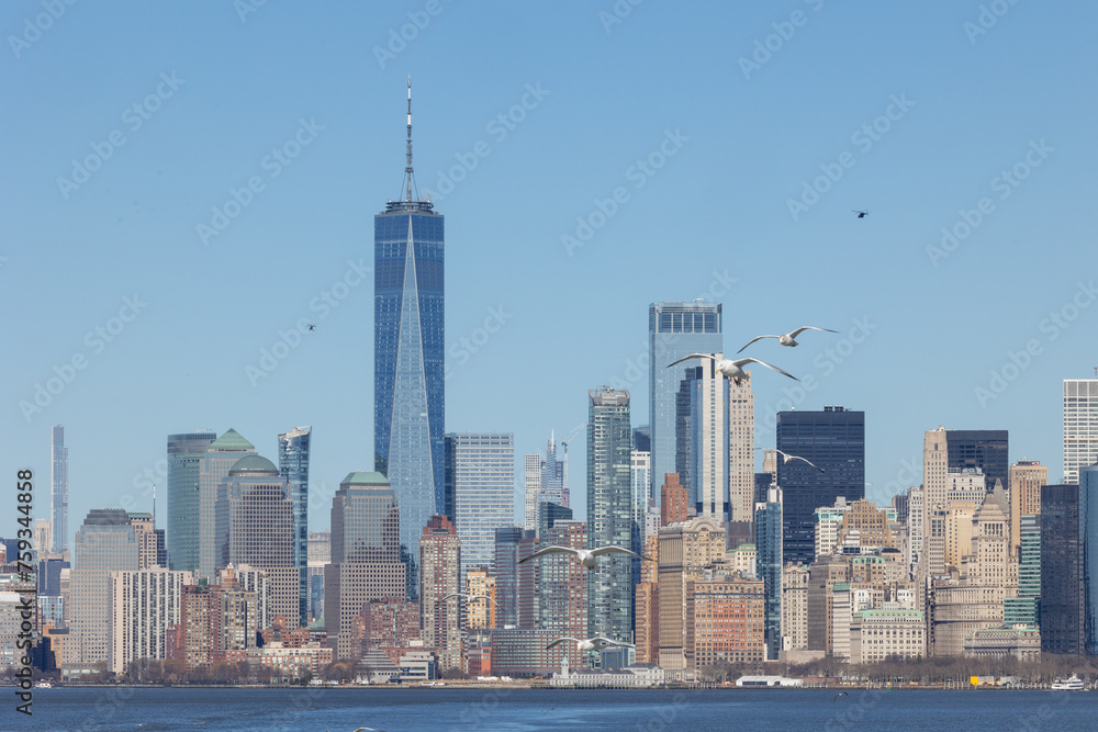 Fototapeta premium Lower Manhattan skyline viewed from the Staten Island Ferry