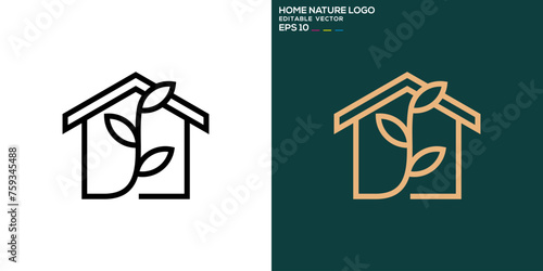 Vector design template of nature house logo, simple, residential house, forest, symbol icon EPS 10