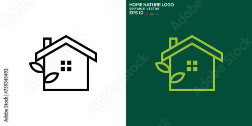 Vector design template of nature house logo, simple, residential house, forest, symbol icon EPS 10