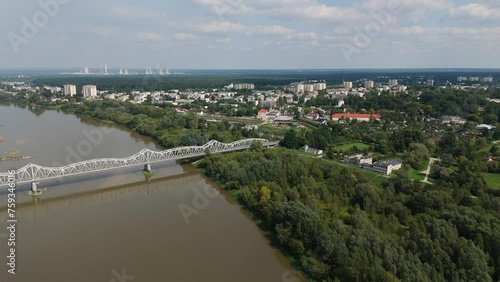 Wallpaper Mural Beautiful Landscape Bridge River Vistula Pulawy Aerial View Poland Torontodigital.ca