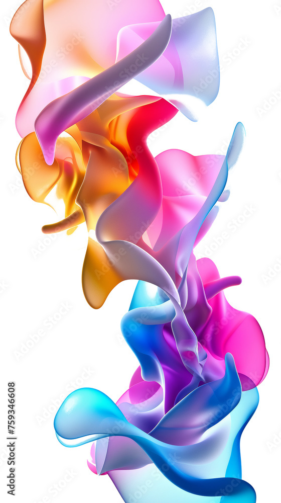 Colorful Smoke Swirls on Transparent Background - Abstract Design Concept