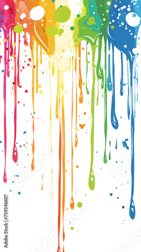 Multicolored Painting of Dripping Paint on a Transparent Background
