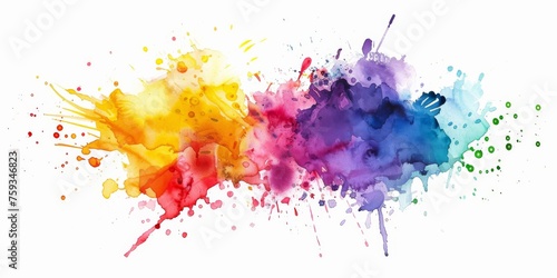 Vivid watercolor explosion on white background, symbolizing creativity and artistic expression.