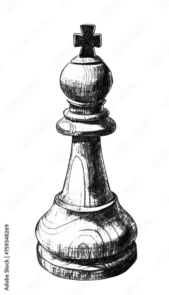 Black and White Drawing of a Chess Piece Black and White Drawing of a Chess Piece