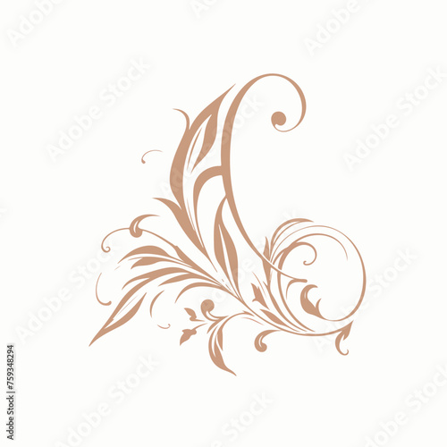 Calligraphic elegant floral monogram design template