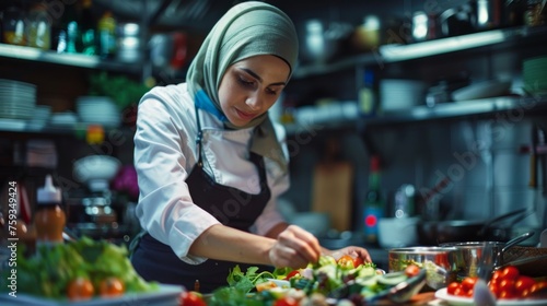 Chef is preparing a meal in the kitchen