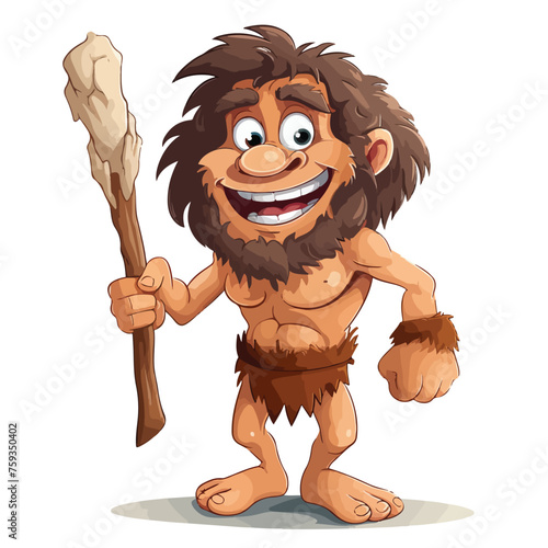 Cartoon caveman smiling and carrying a big club.