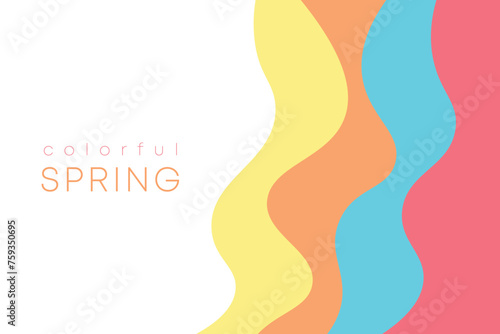 Spring background with paper waves and seacoast for banner, invitation, poster or web site design. Paper cut style,