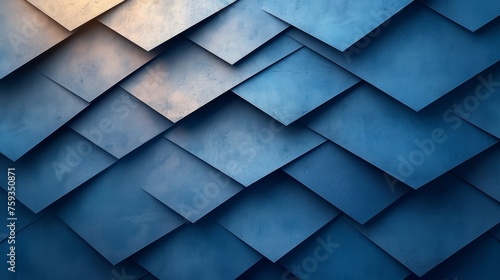 Abstract blue geometric background of overlapping shapes