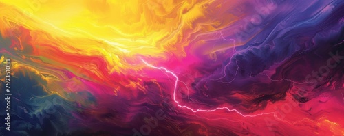 Abstract colorful lightning storm painting