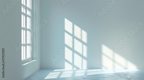 Warm morning light shining through the window in a white room.