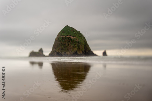 A rock formation at  Canon Beach, Oregon photo