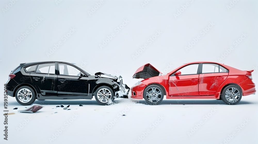 Two Cars Involved in an Accident car insurance concept - Close-up View
