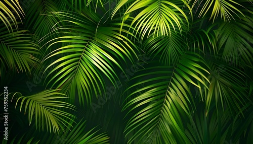 Palm leaves green pattern  abstract tropical green background