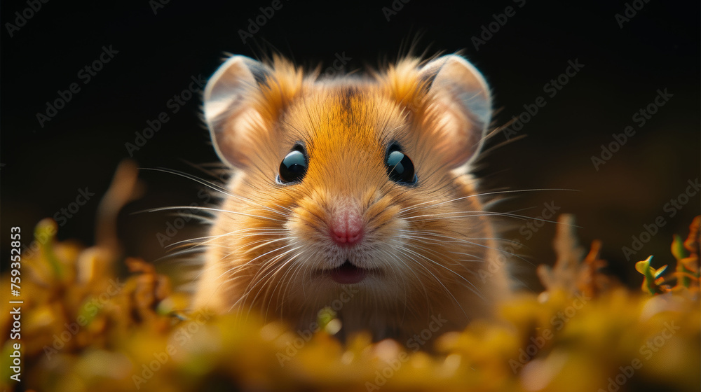 Brown Hamster With Black Eyes Looking at Camera Brown Hamster With Black Eyes Looking at Camera