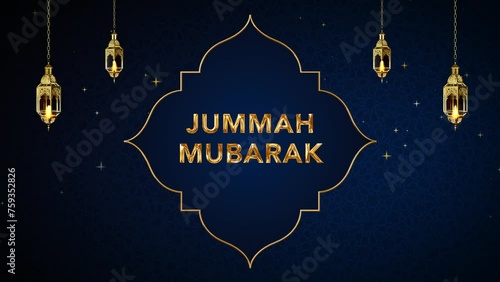 Jummah Mubarak, Blessed friday muslim prayer greeting animation photo