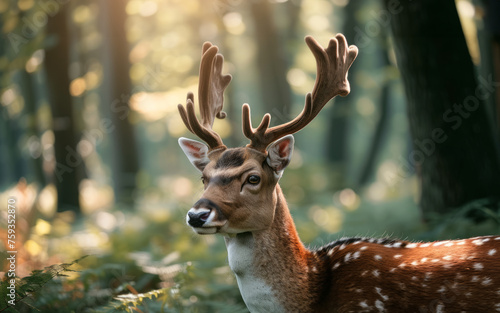 Beautiful Fallow Deer in Forest