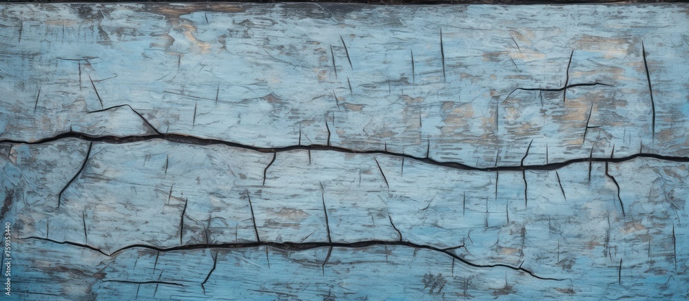 Fototapeta premium Old painted wooden board with cracks