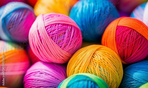 Colorful yarn for embroidery on the market in Thailand.