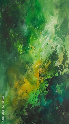 Green and Yellow Abstract Painting © cac_tus