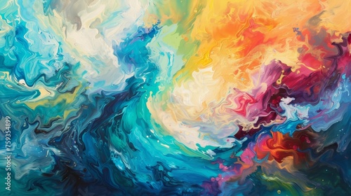 Rainbow Colored Wave Abstract Painting © cac_tus