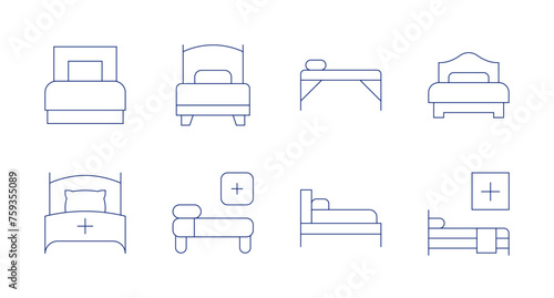 Bed icons. Editable stroke. Containing bed, hospitalbed, singlebed, spabed. photo