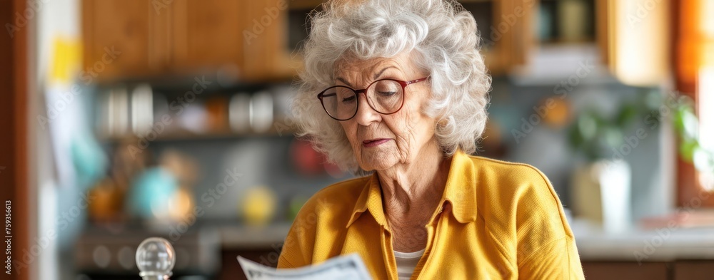 Mature Businesswoman Sitting at Table With Money Generative AI - obrazy, fototapety, plakaty 
